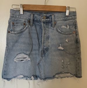 Levi Distressed Denim Mini Skirt